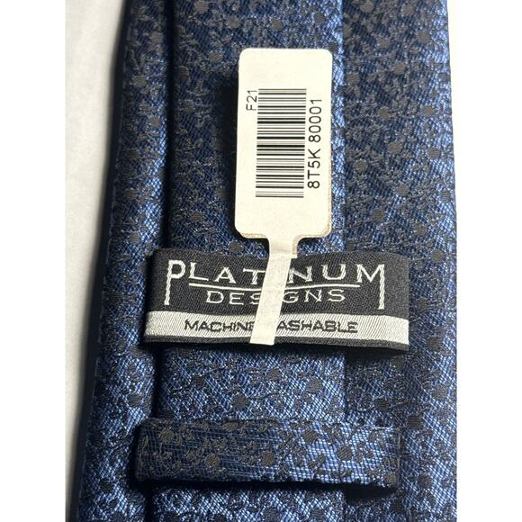Platinum Designs Handmade Blue Black Floral Occasion Tie, NEW w/Tag - Picture 3 of 4